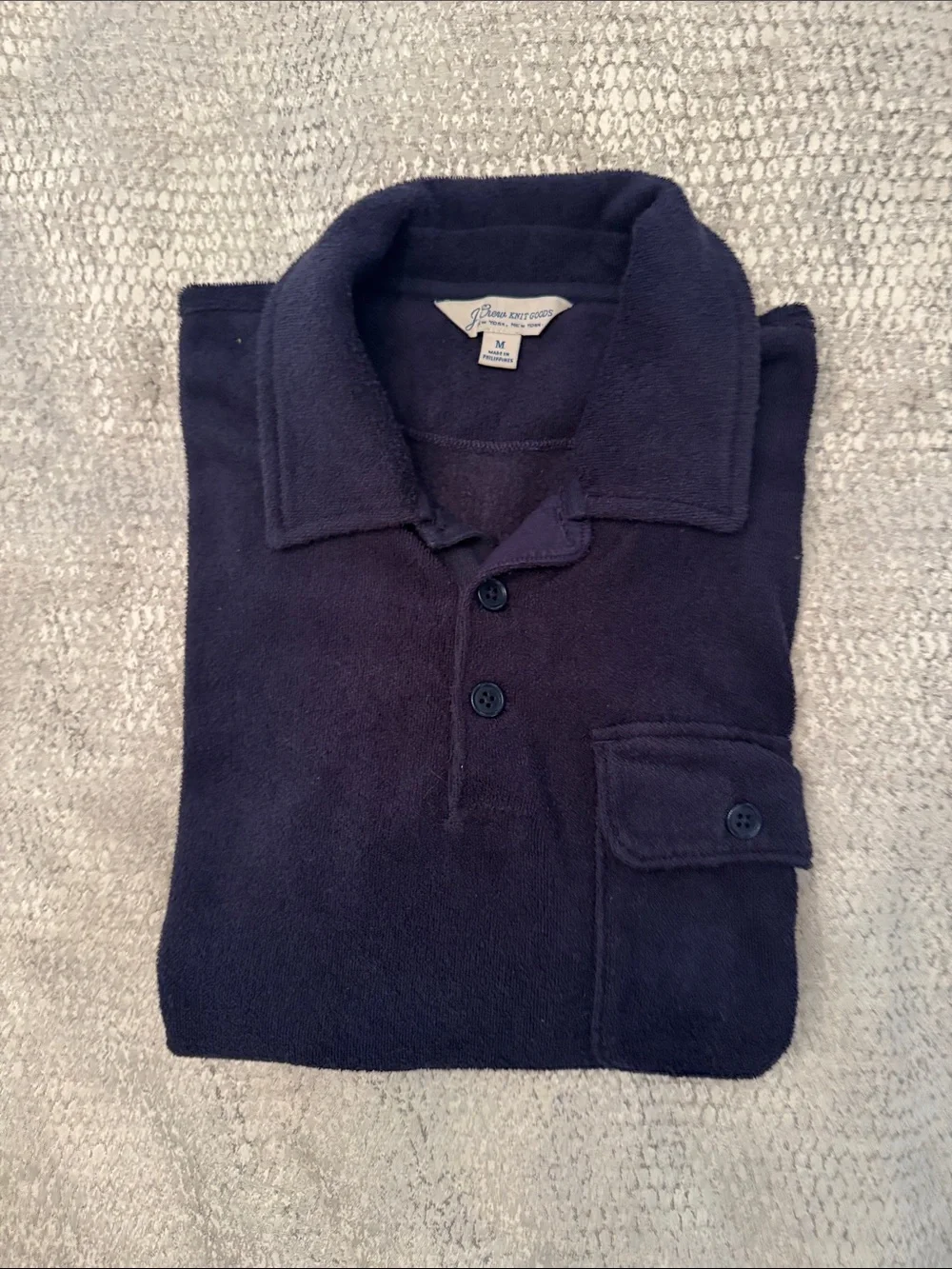 J. Crew Navy Blue Terrycloth Polo Shirt size medium